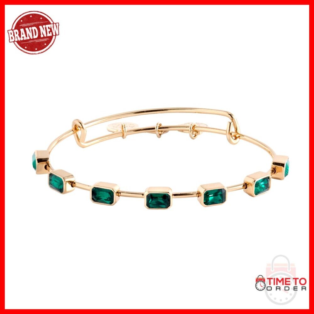 Emerald Cut Bangle Expandable Wire Bracelet Minimal Elegant Birthstone Jewelry